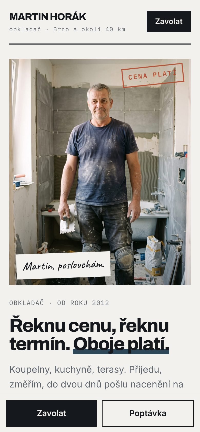 Web Martin Horák na mobilu